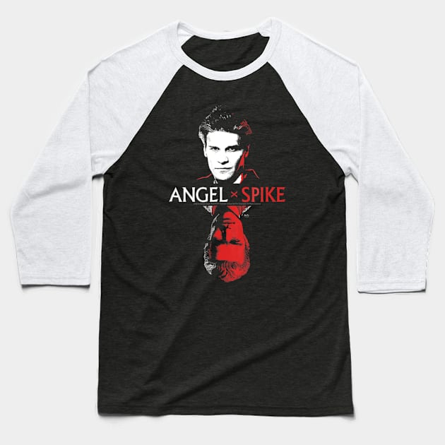 Buffy Face To Face Angel Spike Baseball T-Shirt by defreitasysou